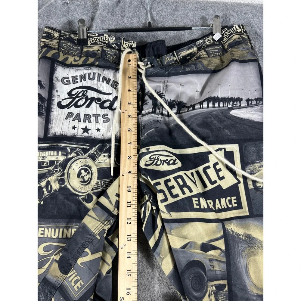 Ford Motor Board Shorts Men L Black Graphic AOP Swim Trunk Official Licensed Y2K